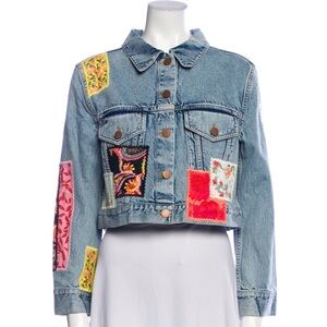 alice and olivia patchwork denim jacket
